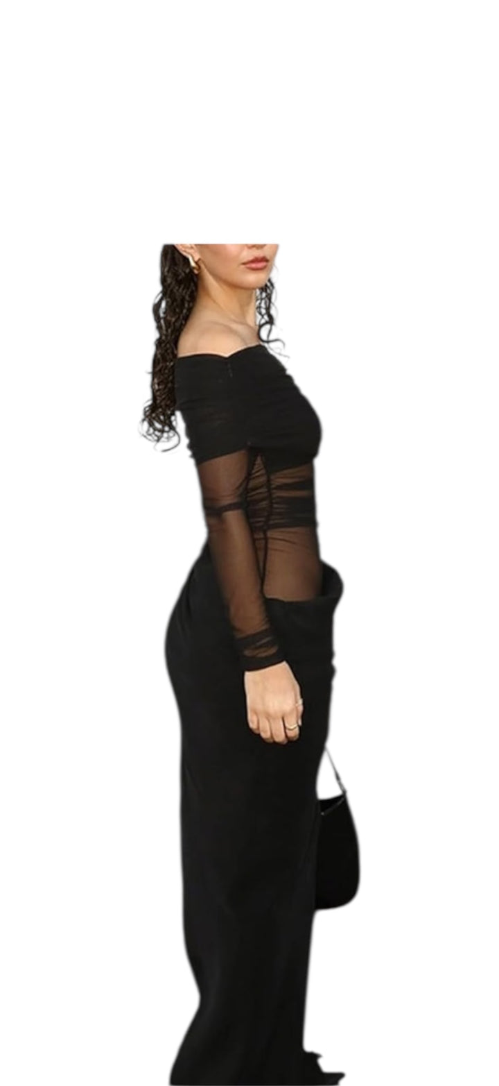 “Midnight Mirage Mesh Gown”
