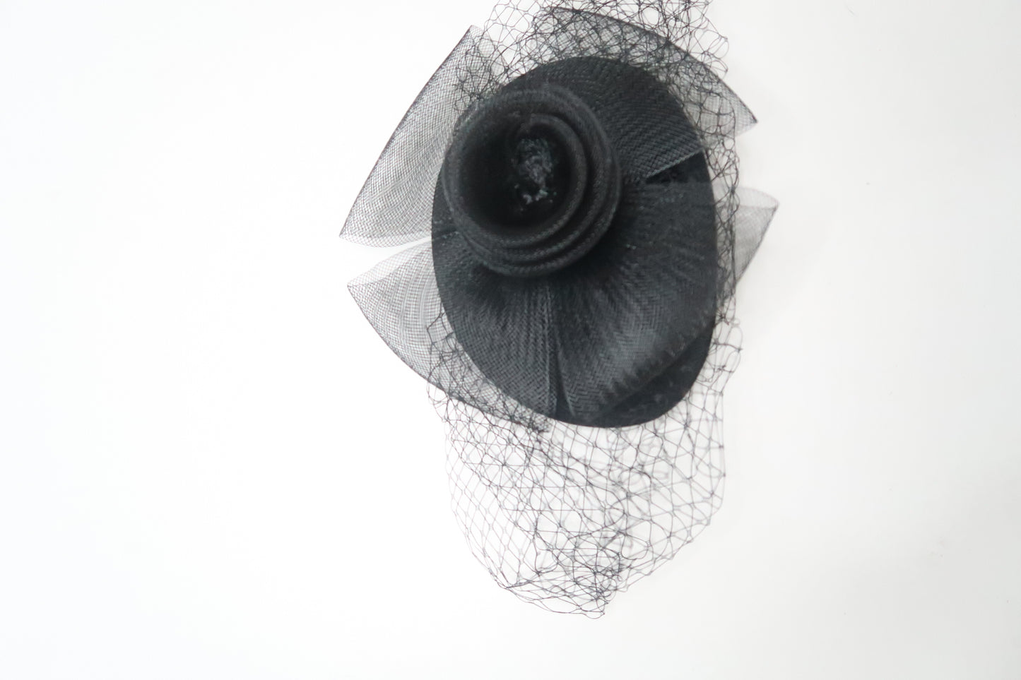 “Elegant Black Fascinator Veil & Gloves”