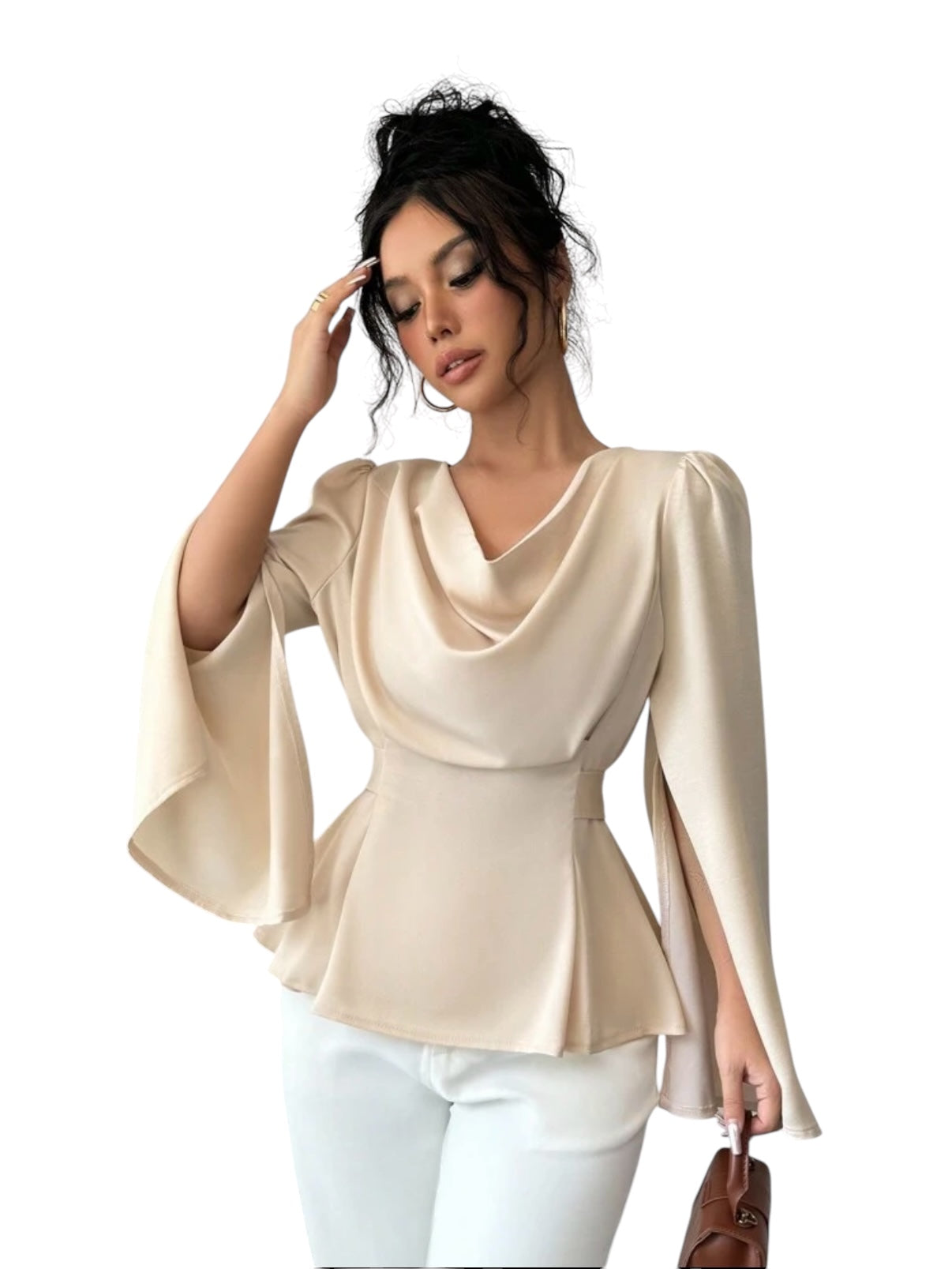 “Elegance Drape Satin Blouse”