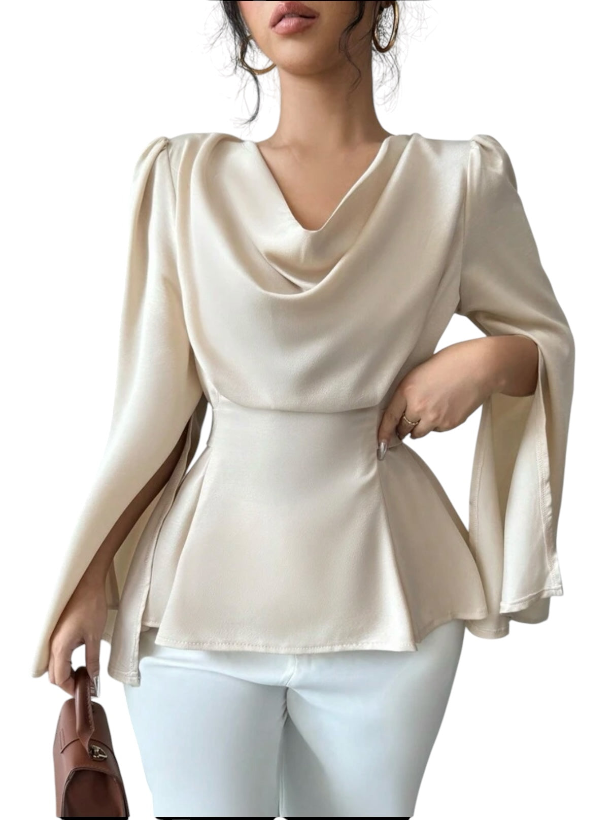 “Elegance Drape Satin Blouse”