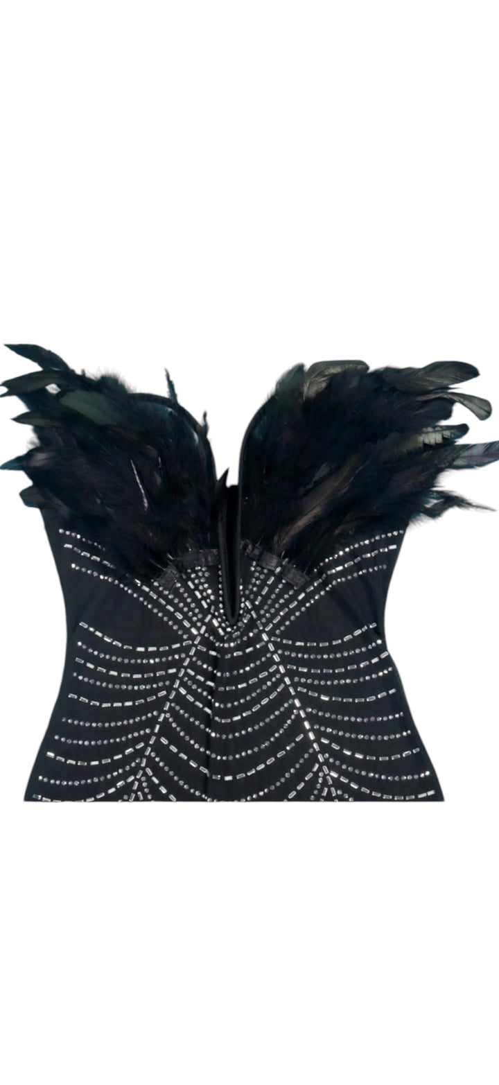 “Starlight Temptation Feather Mini Dress”