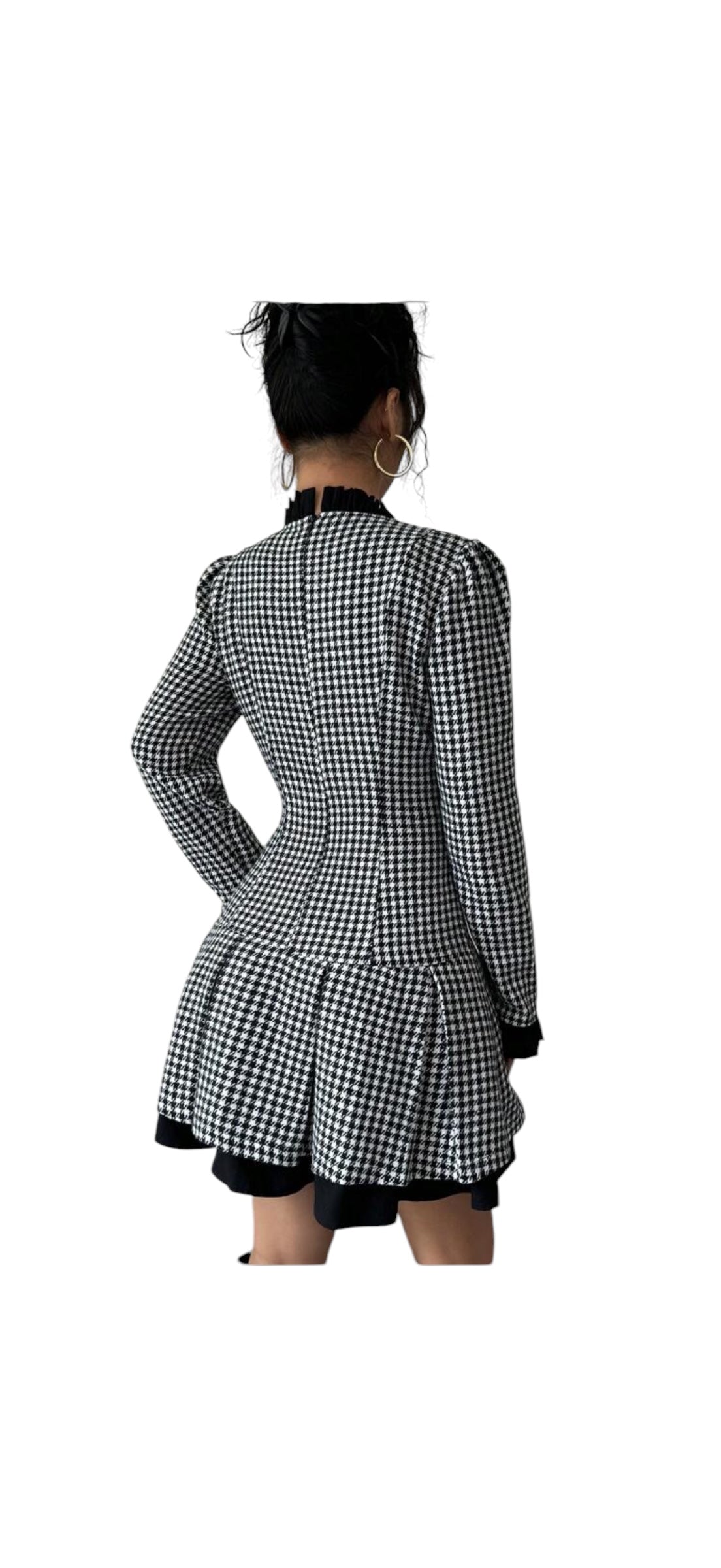 “Houndstooth Elegance Dress”